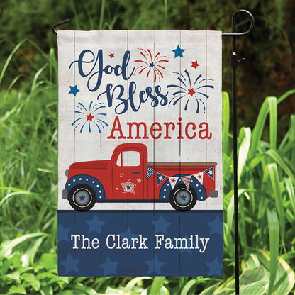 Personalized God Bless America Pick Up Truck Garden Flag