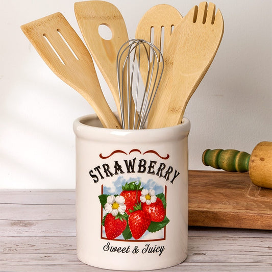 Strawberry Fields Decorative Utensil Crock